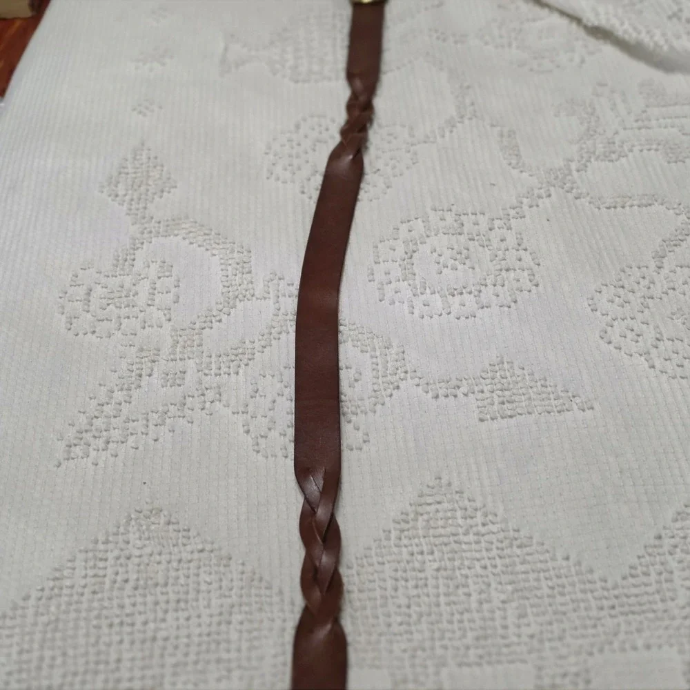 Fossil Brown Leather Belt Braid Women's Size Medium New